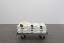L. Budd, Untitled (1992), hand-poured silicon, plaster, wallpaper, 13 x 56 x 30cm; courtesy of the artists