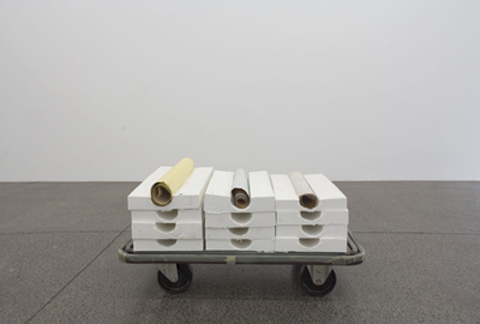 L. Budd, Untitled (1992), hand-poured silicon, plaster, wallpaper, 13 x 56 x 30cm; courtesy of the artists