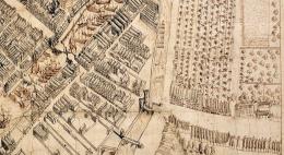 1599 Map of Gdansk (detail), Stockholm view; original in Royal War Archive in Stockholm