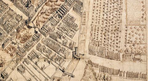 1599 Map of Gdansk (detail), Stockholm view; original in Royal War Archive in Stockholm