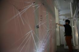 Alvin Xiong installing at Corner, photo by Phillip Tse