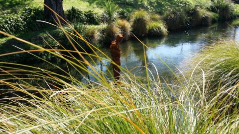 Antony Gormley, STAY, 2015, Ōtākaro-Avon River, Christchurch; photo by Rob Garrett