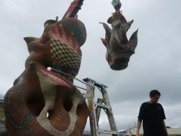 Barry Brickell installation, NZ Sculpture OnShore exhibition 2010, photo by Rob Garrett