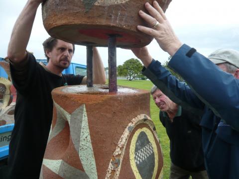 Barry Brickell installation, NZ Sculpture OnShore exhibition 2010, photo by Rob Garrett
