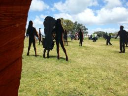 Christian Nicolson, The Day the Aliens Landed 2012, NZ Sculpture OnShore 2012; photo by Rob Garrett