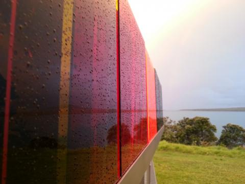 Colleen Ryan-Priest, Red Sky at night... Red Sky in the morning 2012, NZ Sculpture OnShore 2012; photo by Rob Garrett