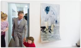 Curator Rob Garrett and daughter Isobel at Lost in a Dream Vernissage, Snake Pit; photo by Sait Akkirman courtesy of artsdiary.co.nz