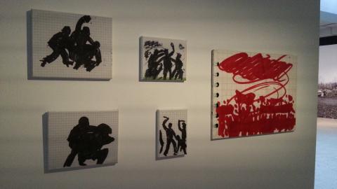 David Ter-Oganyan, from the “Fight” series, 2009, 4 colour prints on canvas;; and Democracy, 2007; photo by Rob Garrett