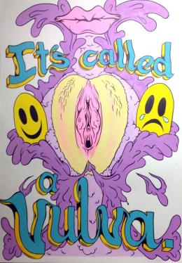 Erin Forsyth, it's called a vulva, 2013, ink and acrylics, 841 x 594 mm; image courtesy of the artist