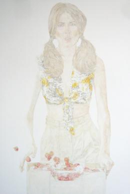 Estella Castle, Mariette Larkin with Strawberries (Derya Parlak), 2010, oil & gesso on linen, photo by Rob Garrett