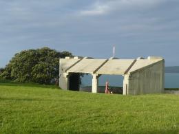 Gambia Castle (Dan Arps, Nick Austin, Tahi Moore) site-specific commission, NZ Sculpture OnShore exhibition 2008, photo by Rob Garrett