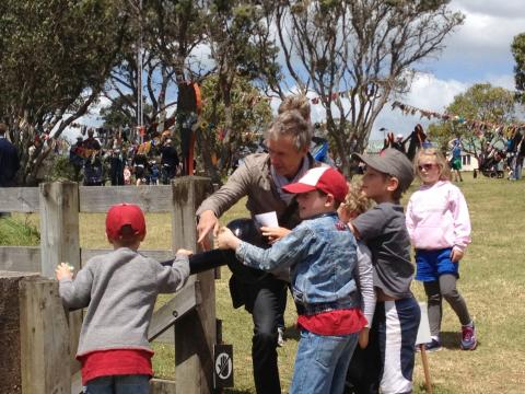 Guided tour by Curator Rob Garrett at NZ Sculpture OnShore 2012; photo by Jan McEwan