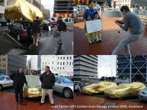 Ines Tartler, Auto Garage_The Golden Garage Service 2009, Britomart, Auckland, New Zealand; photos by Rob Garrett