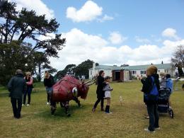 Marti Wong, Swirling Red Bull 2012, NZ Sculpture OnShore 2012; photo by Rob Garrett