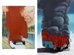 Mimmo Catania, Idyllic Landscape (2014) and The Rim (2014) from the Burning Cars series; images courtesy of the artist