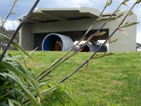 Miriam van Wezel, Shelter 2012, NZ Sculpture OnShore exhibition 2012; photo by Rob Garrett