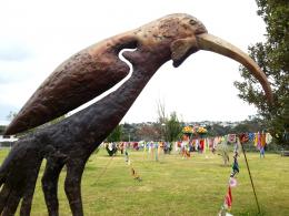 Paul Dibble, Corten Construction with Young Huia (detail) 2011, NZ Sculpture OnShore 2012; photo by Rob Garrett