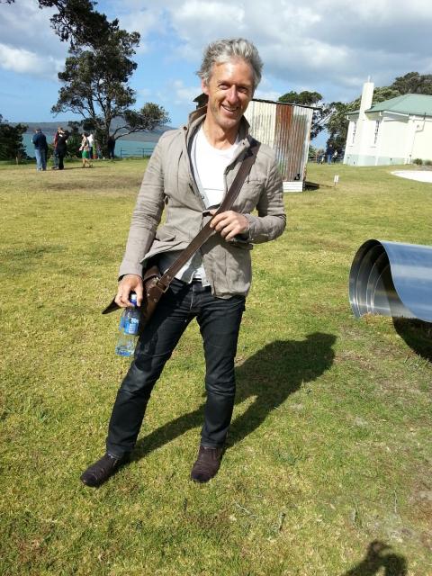 Rob Garrett at NZ Sculpture OnShore 2012 on the closing day; photo by Susie Ripley