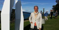 Rob Garrett onsite at NZ Sculpture OnShore 2014-11-05