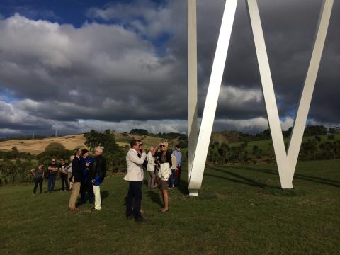 Rob Garrett with the artist; Marijke de Goey, Tango Dancers 2014; photo by Gill Gatfield