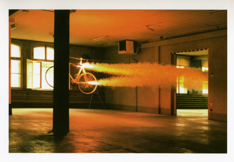 Roman Signer, Fahrrad / Bicycle (1991), location: Cham, Kanton Zug, colour photographs: Stefan Rohner