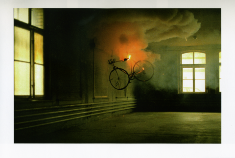 Roman Signer, Fahrrad / Bicycle (1991), location: Cham, Kanton Zug, colour photographs: Stefan Rohner