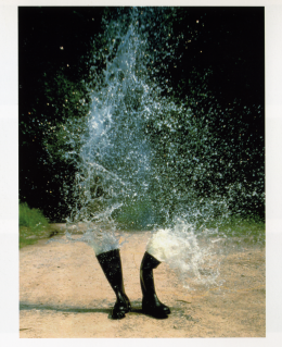 Roman Signer, Wasserstiefel / Gumboots (1986), location: Weissbad, Kanton Appenzell, colour photograph: Marek Rogowiec