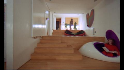 Stanley Kubrick, A Clockwork Orange, 1971; Bullmore’s work right background in Mr Alexander set 