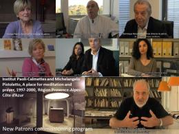 Stills from video on "A Place for Meditation and Prayer" (1997-2000), Michelangelo Pistoletto and the Paoli-Calmettes Institute de Marseille; New Patrons