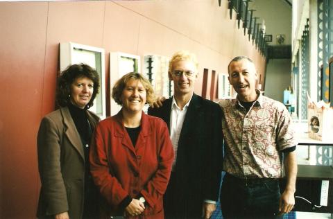 The Artists at Work team in 1999, Janeice Young, Anna Brookes, Rob Garrett, Geoff Noller