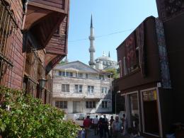 Blue Mosque from Sultanahmet back streets, Istanbul, photo by Rob Garrett